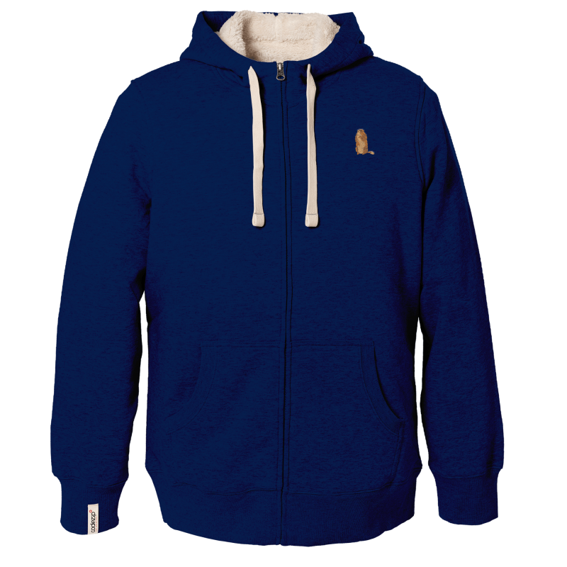 Veste Sherpa à capuche bleu marine avec marmotte