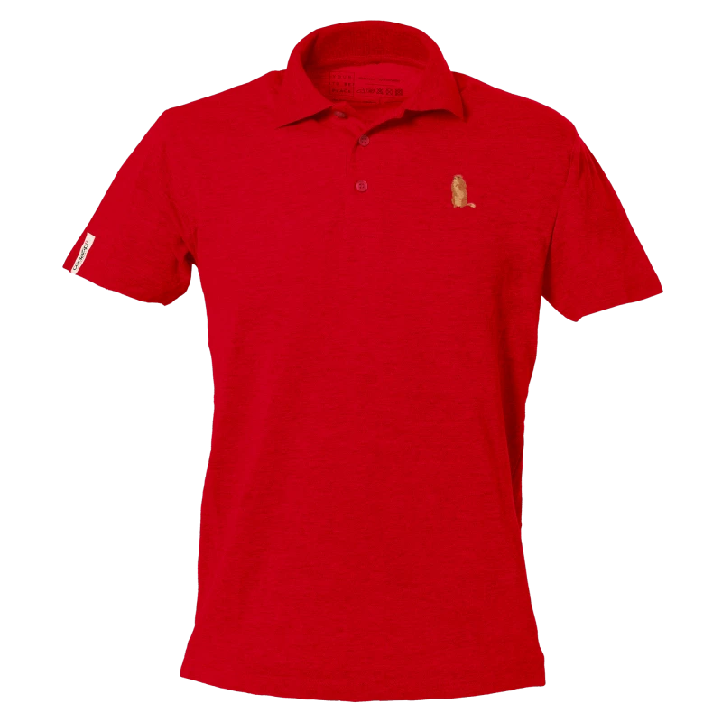 Rotes Polo-Shirt mit kurzen Ärmeln und Murmeltier