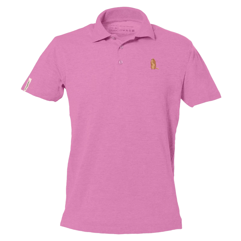 Pink short sleeve polo with marmot 