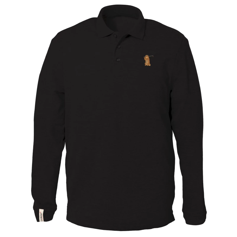 Black long sleeve polo shirt with golf marmot 