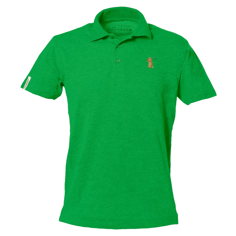 Grünes Polo-Shirt mit kurzen Ärmeln und Golfmurmeltier