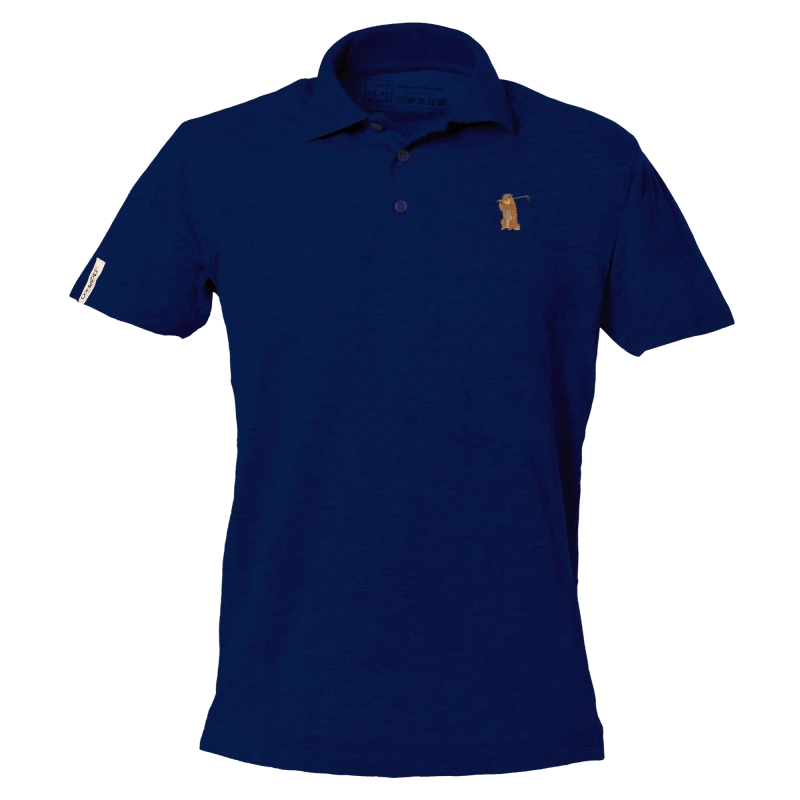 Blaues Polo-Shirt mit kurzen Ärmeln und Golfmurmeltier