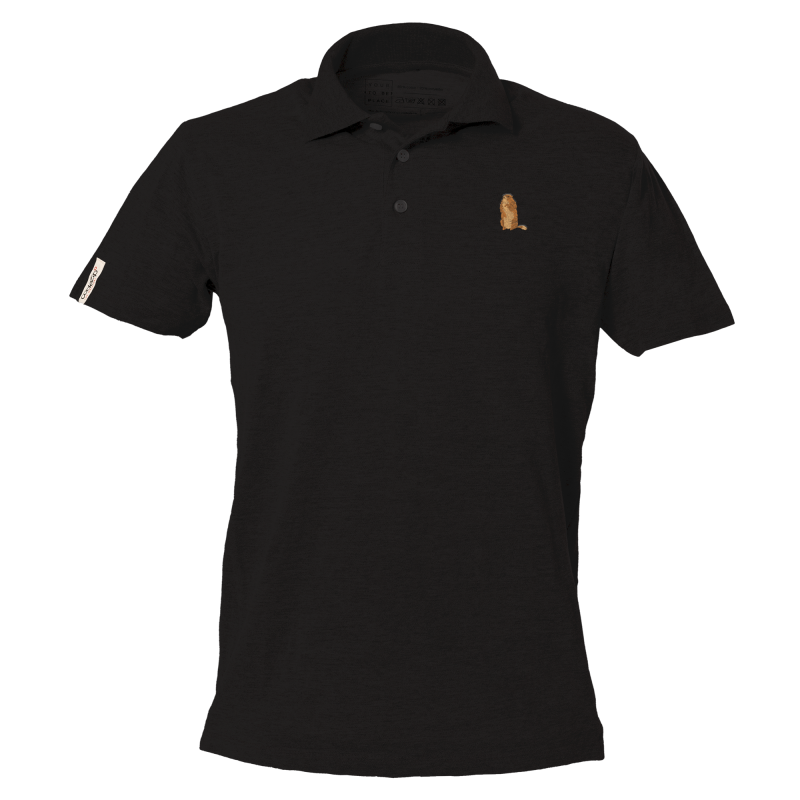 Polo noir manches courtes avec marmotte