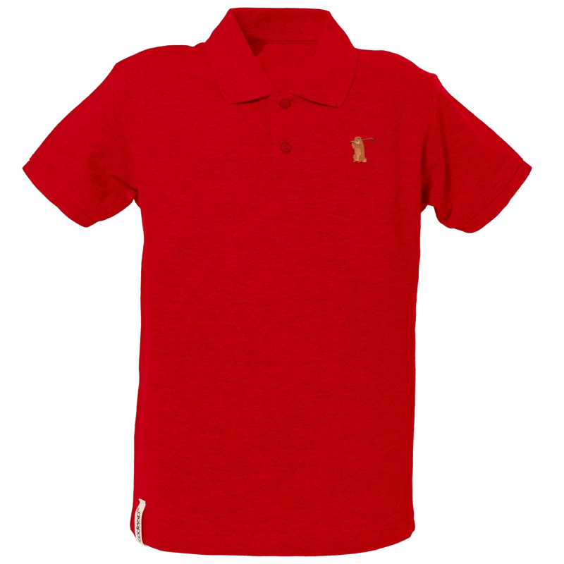 Swiss red polo shirt short sleeves kids with golf marmot   