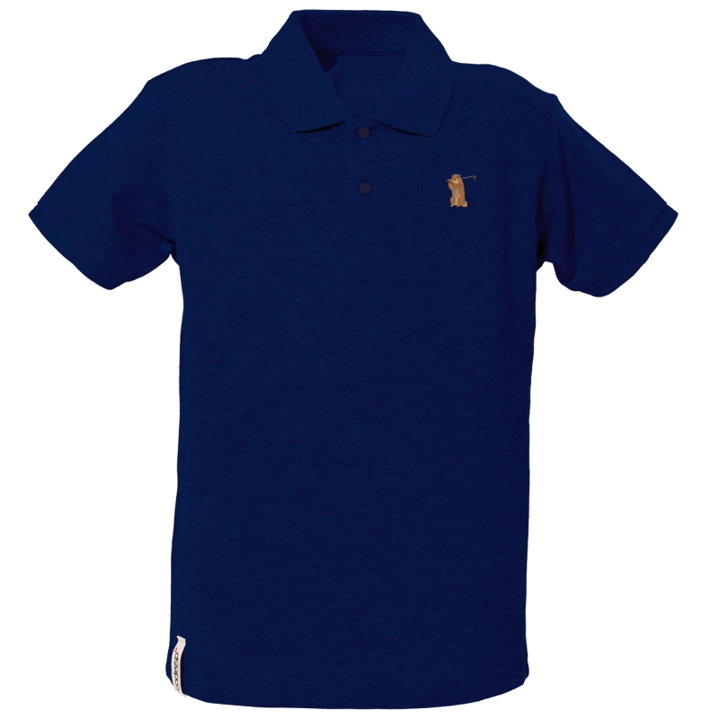 Polo bleu marine manches courtes kids avec marmotte golfeuse    