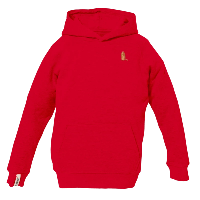 Roter Kids Kapuzenpullover mit Murmeltier