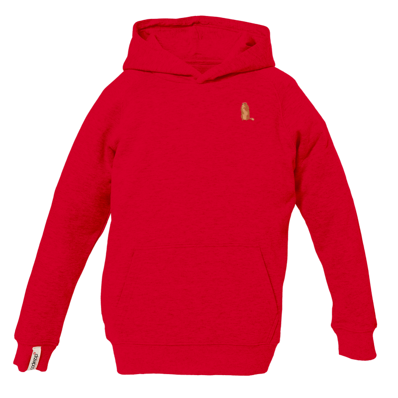 Sweat à capuche kids rouge suisse avec marmotte