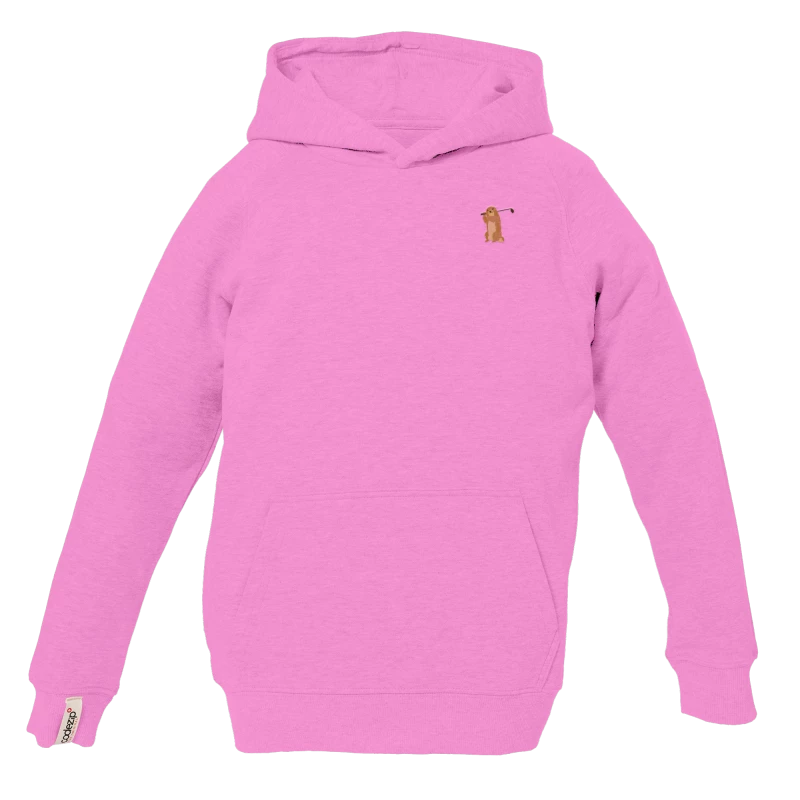 Sweat à capuche kids rose avec marmotte golfeuse 