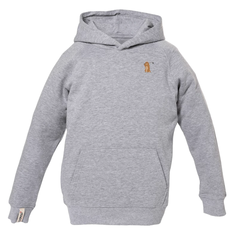 Grau melierter Kids Kapuzenpullover mit Golfmurmeltier