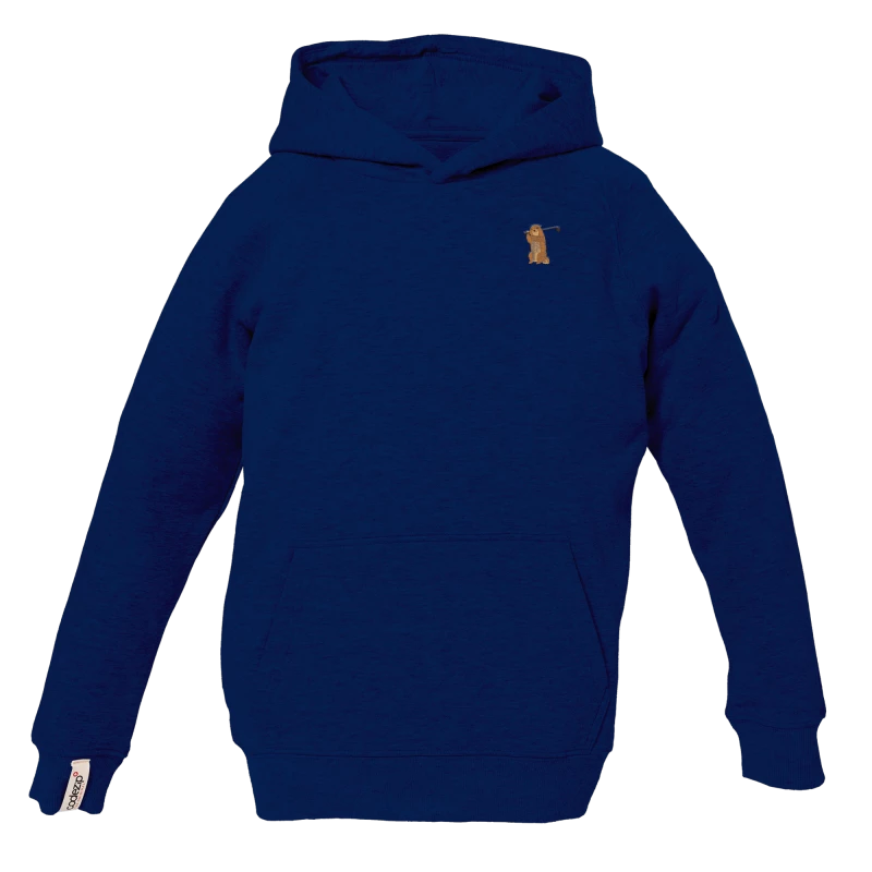 Blauer Kids Kapuzenpullover mit Golfmurmeltier