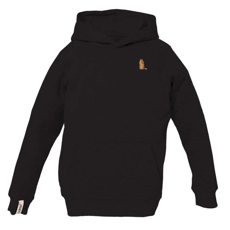 Kids black hoodie with marmot