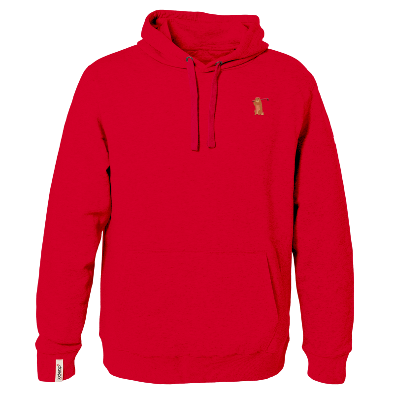 Sweat à capuche rouge avec marmotte golfeuse