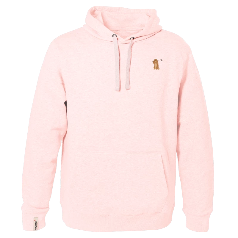 Sweat à capuche rose clair avec marmotte golfeuse