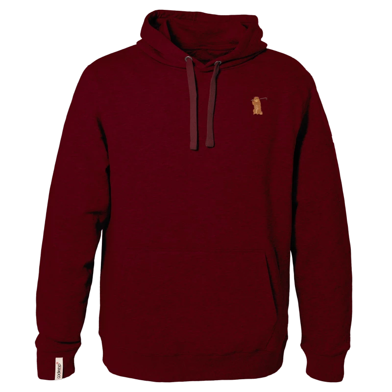 Burgundy hoodie with golf marmot