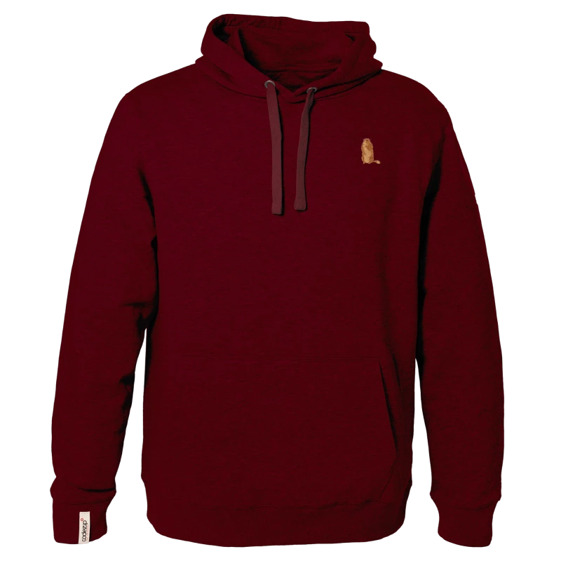 Burgundy hoodie with marmot