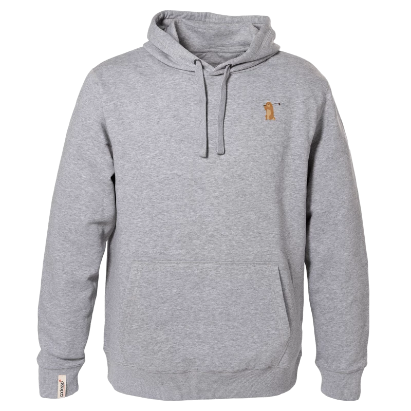 Sweat à capuche gris clair avec marmotte golfeuse