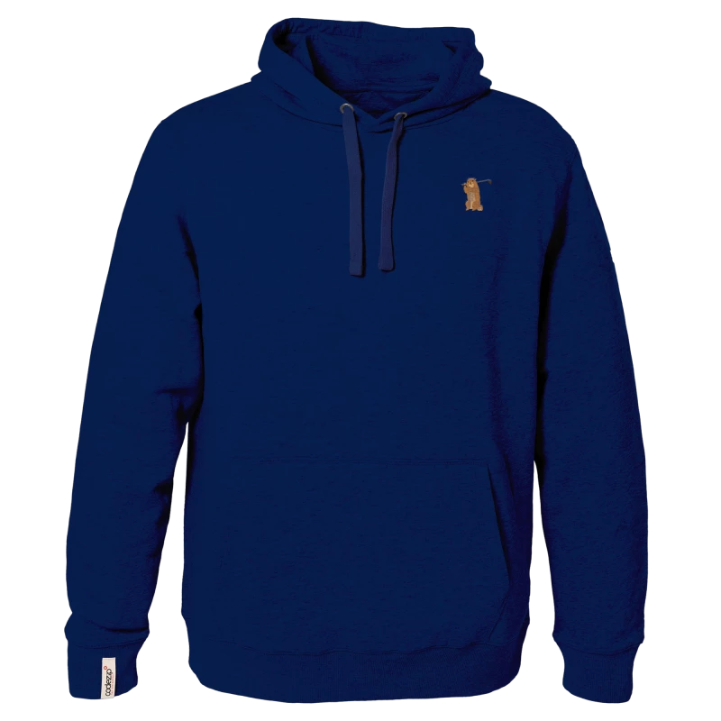 Navy blue hoodie with golf marmot