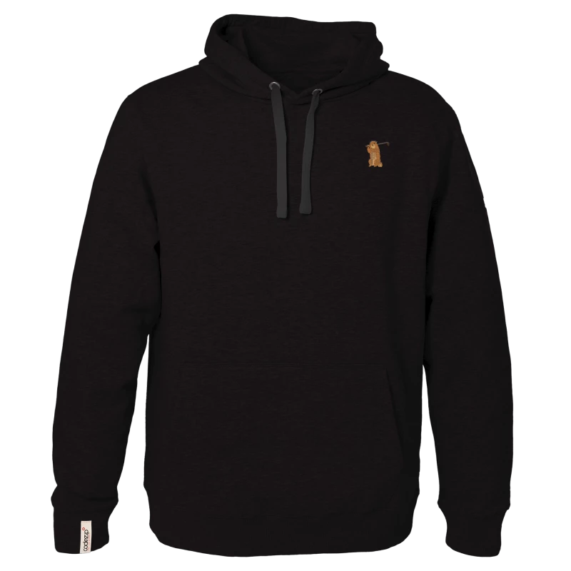 Deep black hoodie with golf marmot