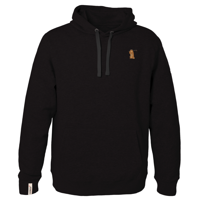 Sweat à capuche noir profond avec marmotte golfeuse