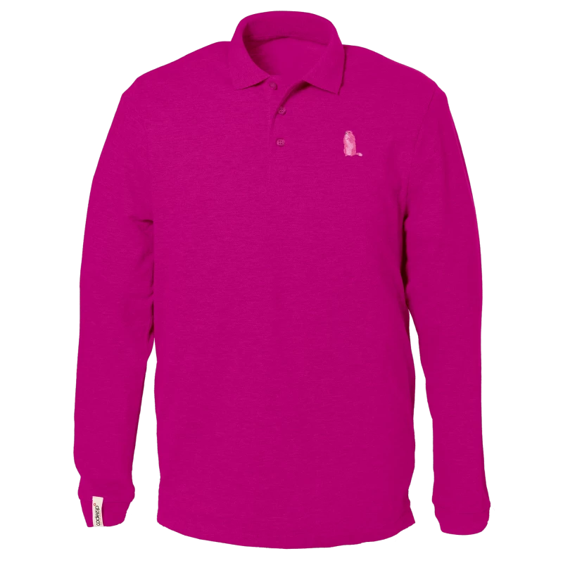 Polo rose flash manches longues avec logo Zip la marmotte rose