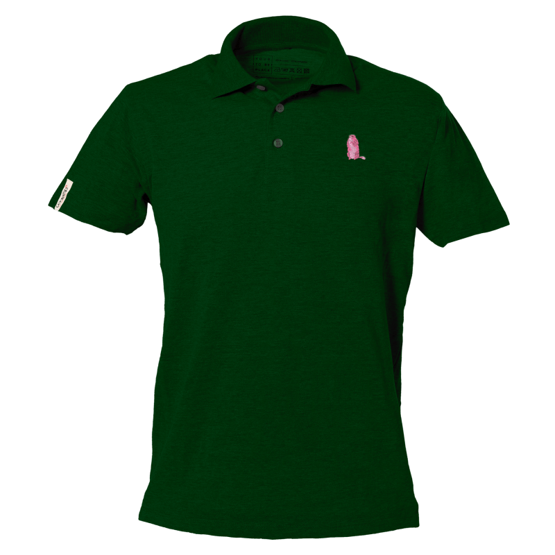 Polo vert golf manches courtes avec logo Zip la marmotte rose