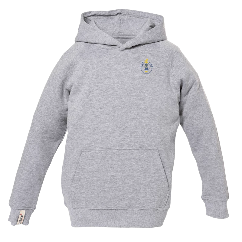 Kids hoodie grey heathered with "Zoé4life" logo