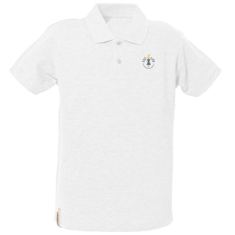 White polo shirt short sleeves kids with "Zoé4life" logo 