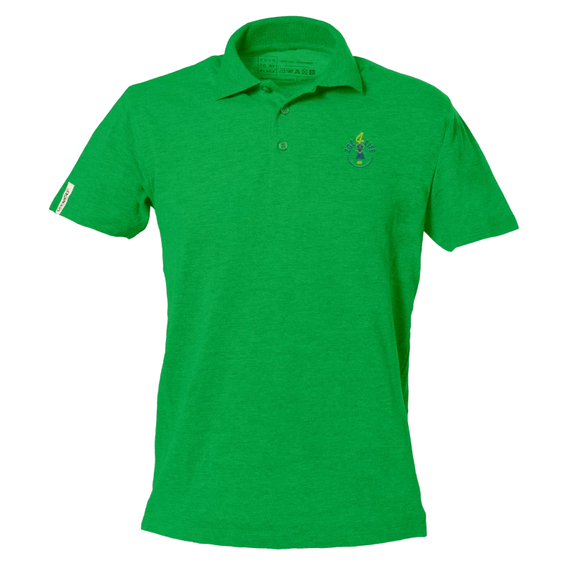 Prairie green short sleeve polo shirt with "Zoé4life" logo 