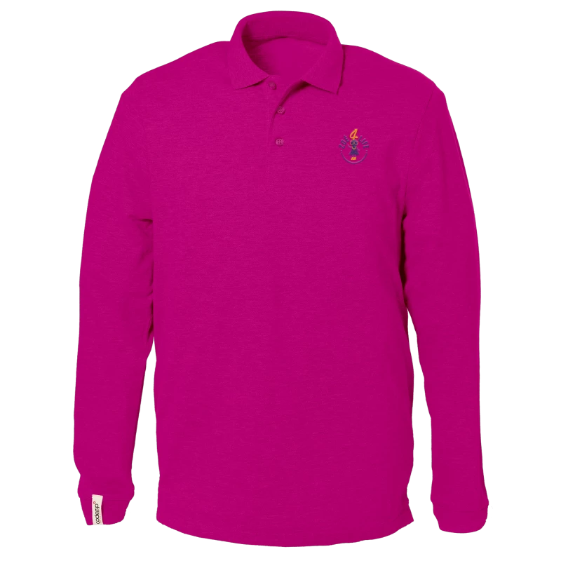 Flash pink polo shirt, long sleeves with "Zoé4life" logo 