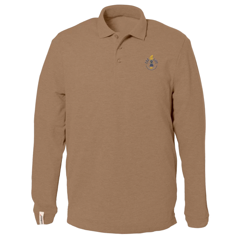 Sand colour polo shirt, long sleeves with "Zoé4life" logo  