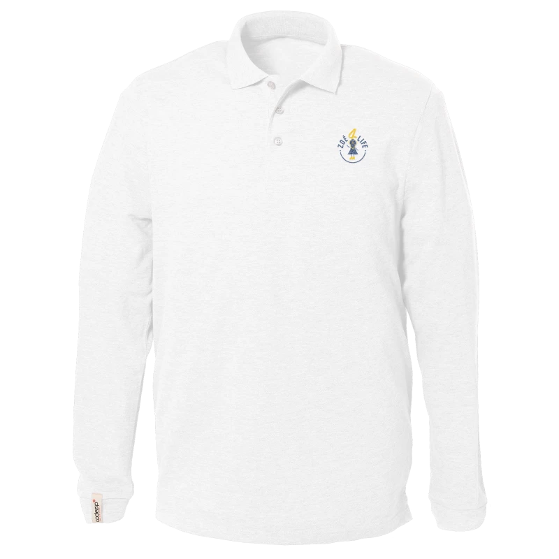 White long sleeve polo shirt with "Zoé4life" logo 