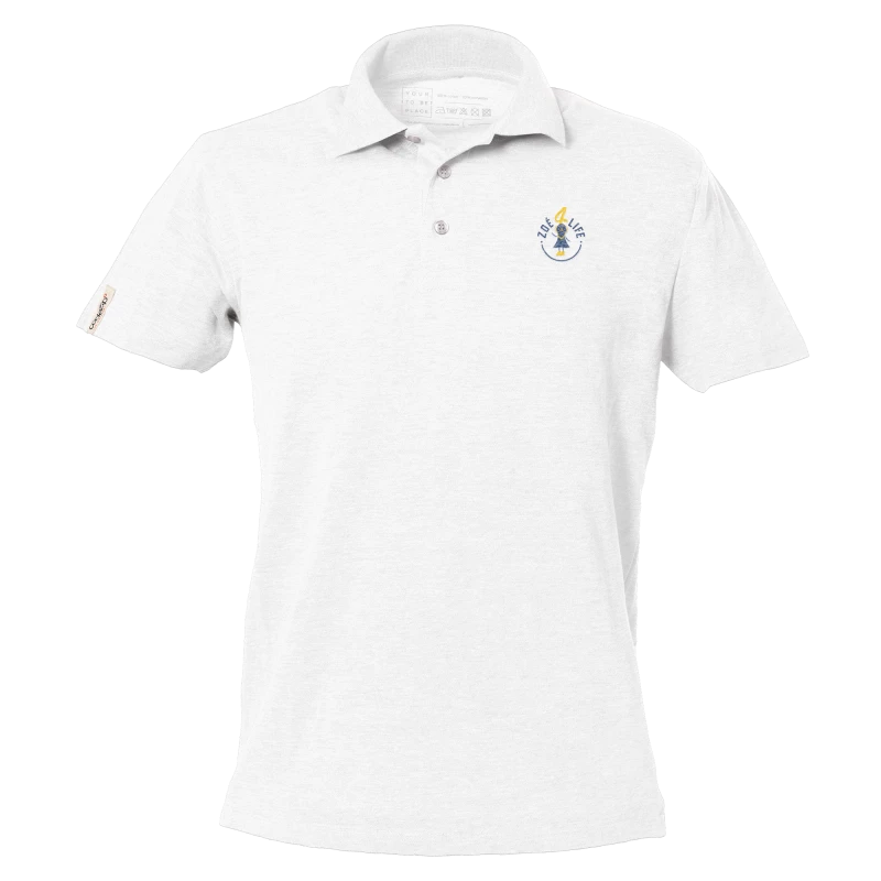 Weisses Polo-Shirt mit kurzen Ärmeln und "Zoé4life" Logo