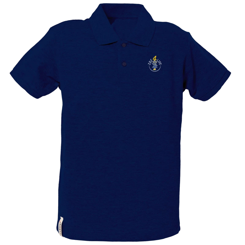 Navy blue polo shirt short sleeves kids with "Zoé4life" logo  