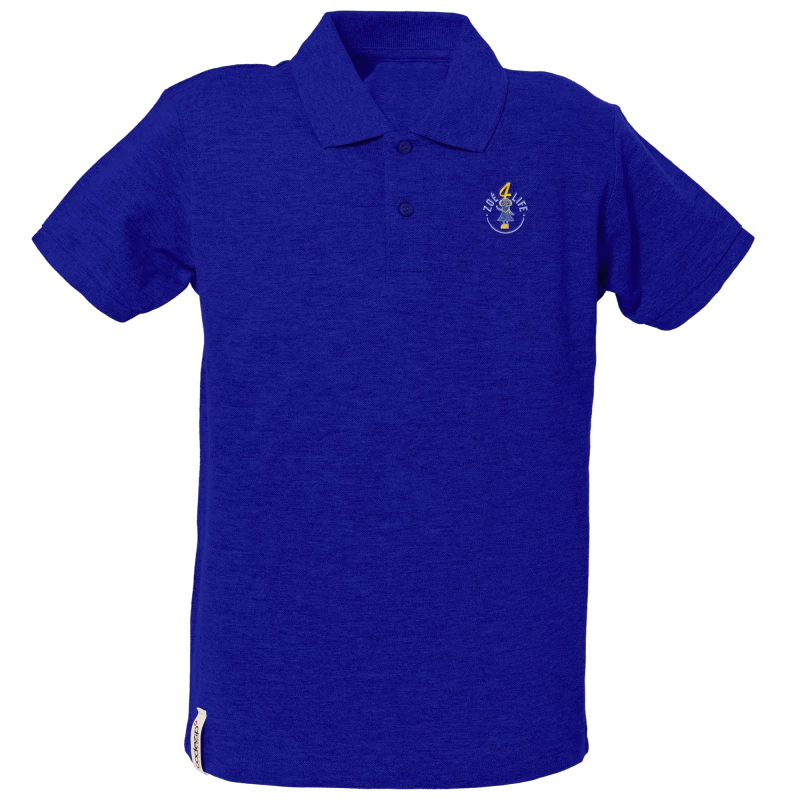 Blue royal polo shirt short sleeves kids with "Zoé4life" logo  