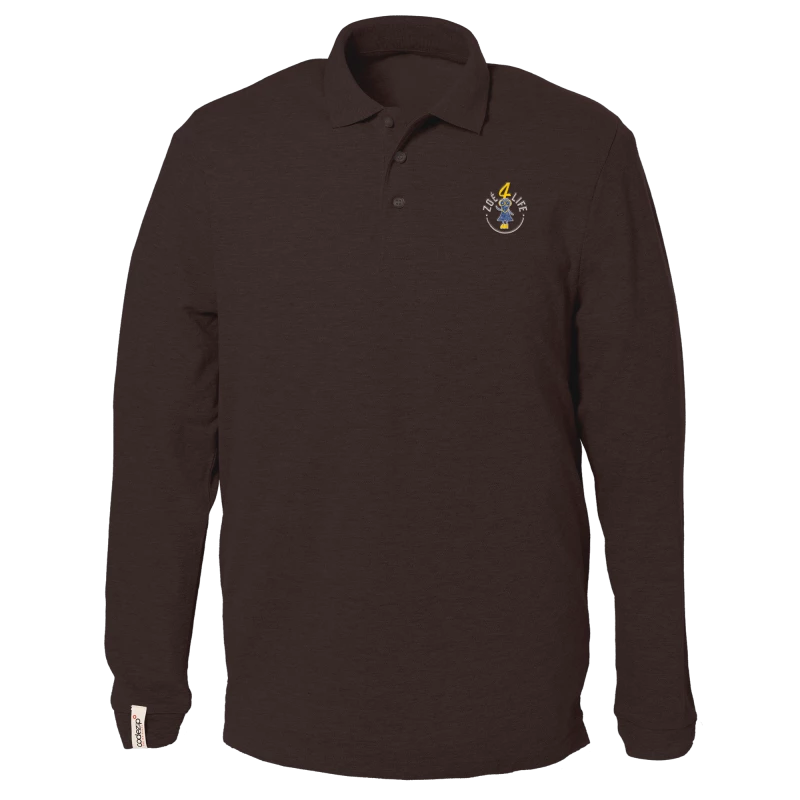 Chocolate polo shirt, long sleeves with "Zoé4life" logo  