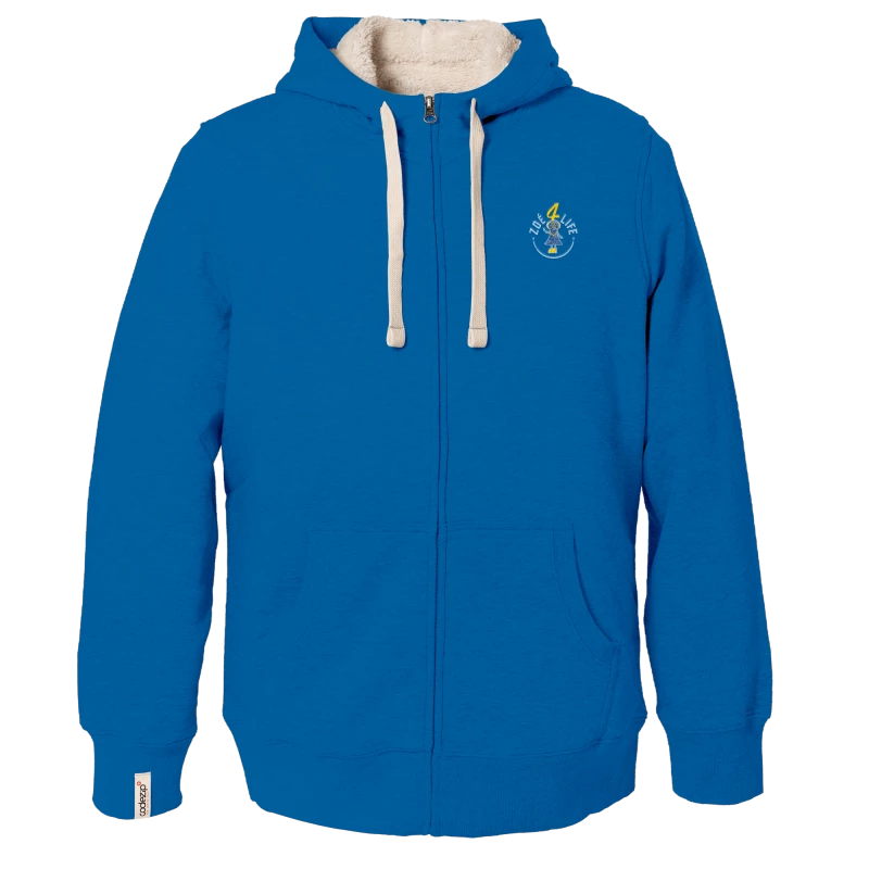 Royalblaue Sherpa Kapuzenjacke mit "Zoé4life" Logo