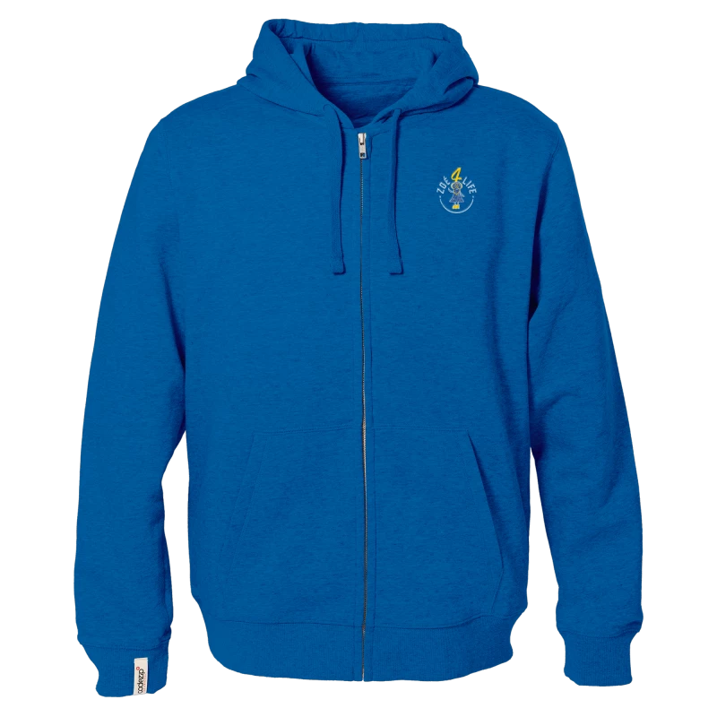 Veste zippée à capuche bleu royal avec logo Zoé4life 