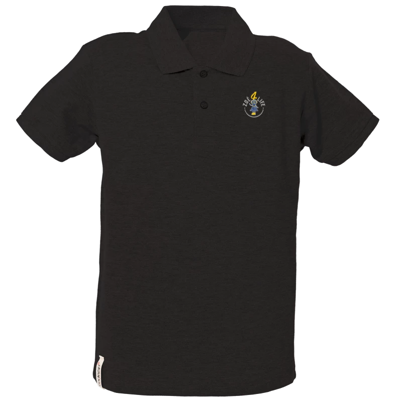 Kids Schwarzes Polo-Shirt mit kurzen Ärmeln und "Zoé4life" Logo