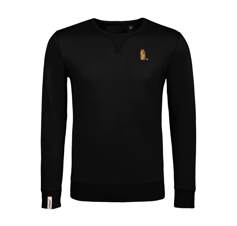 Sweat-shirt unisexe noir profond avec marmotte