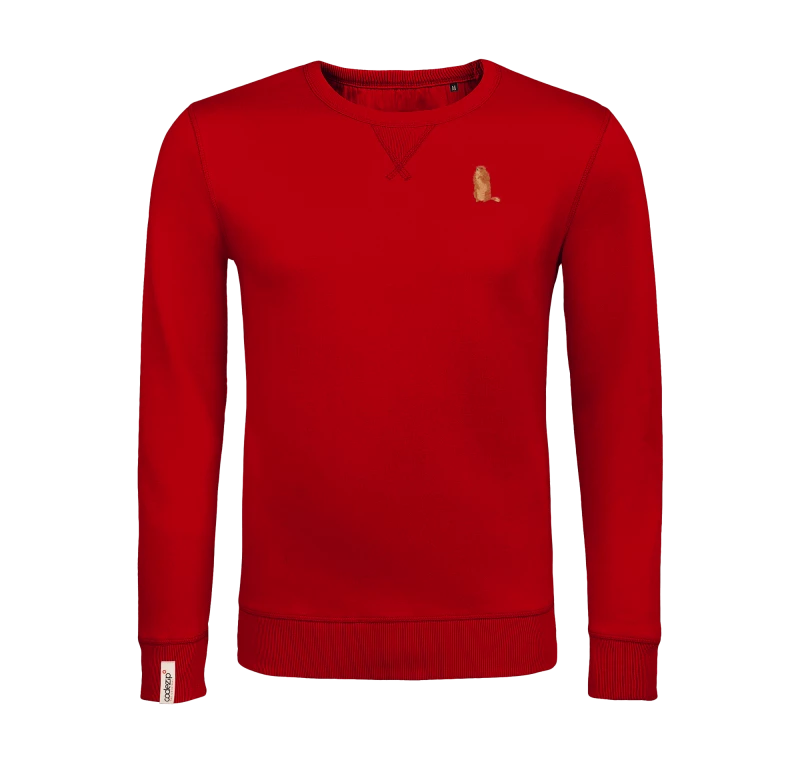 Rotes Unisex-Sweatshirt mit Murmeltier