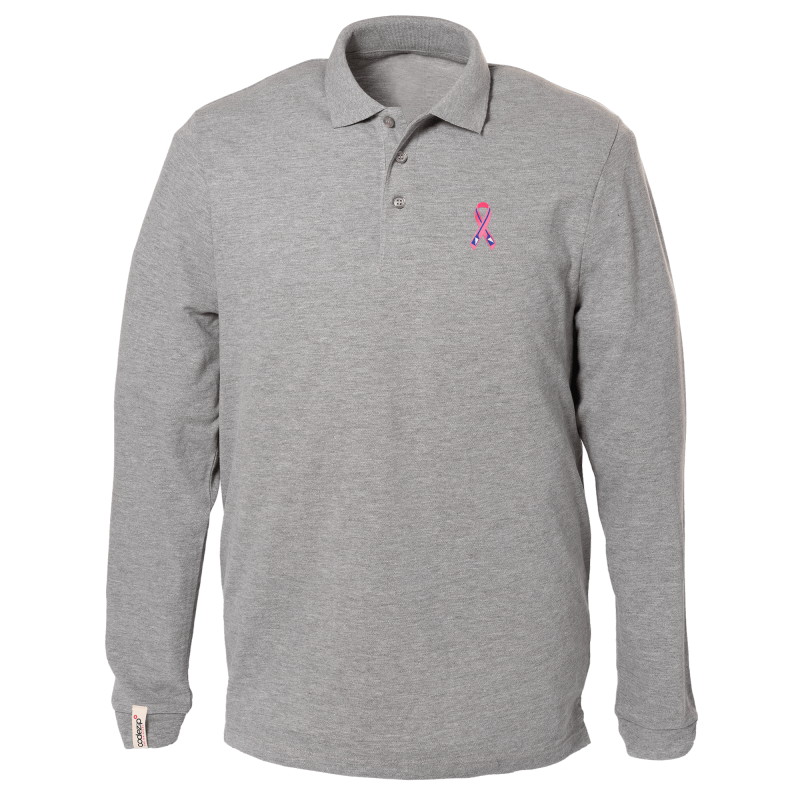 Polo gris chiné manches longues avec logo 