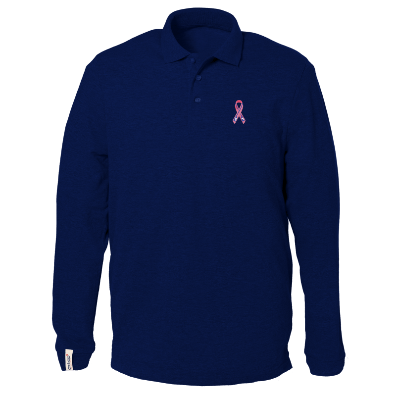 Polo bleu marine manches longues avec logo 