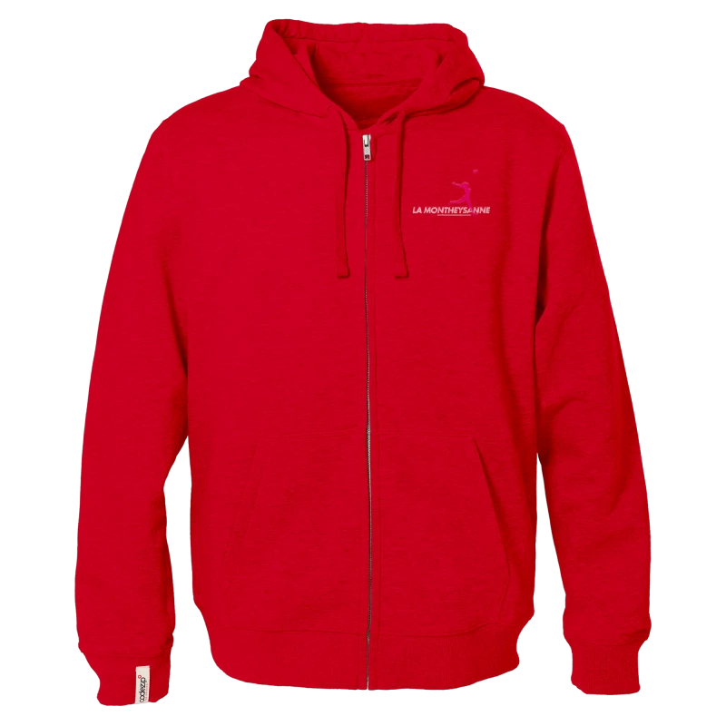 Swiss red hooded zip jacket "La Montheysanne"