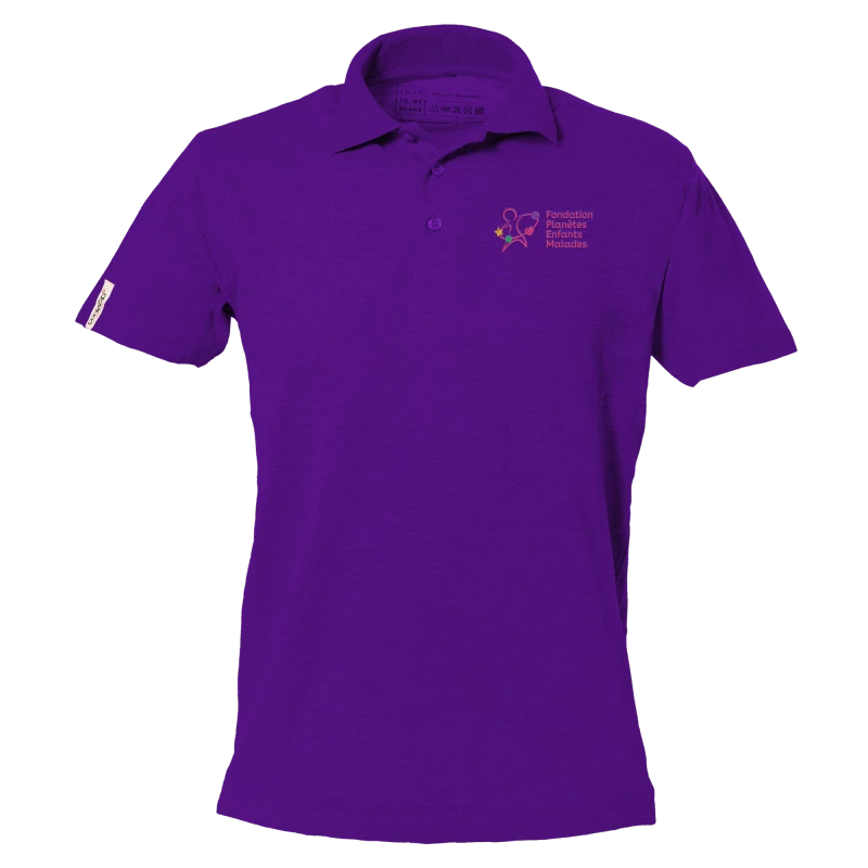 Swiss red short sleeve polo with Fondation Planète Enfants Malades logo